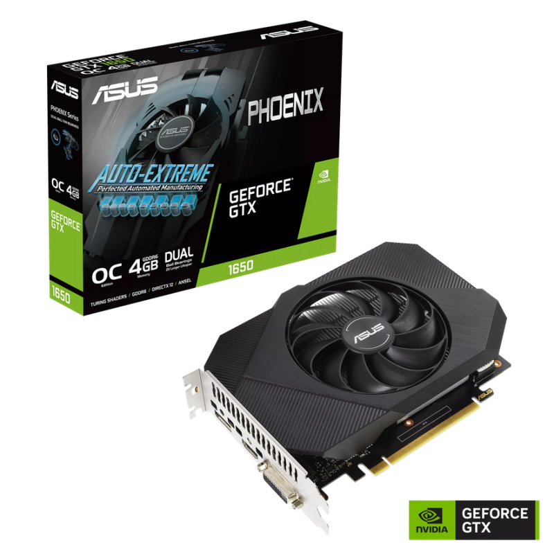 Placa video asus nvidia phoenix geforce gtx 1650 oc 4gb gddr6 128bit 1x displayport 1x