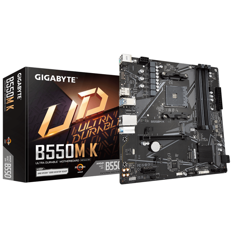 Placa de baza gigabyte b550m k am4 4x ddr4 1x displayport 1x hdmi 1x pcie