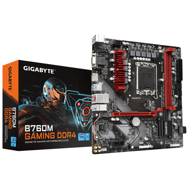 Placa de baza gigabyte b760m gaming lga1700 2x ddr4 1x d-sub 1x hdmi 1x displayport