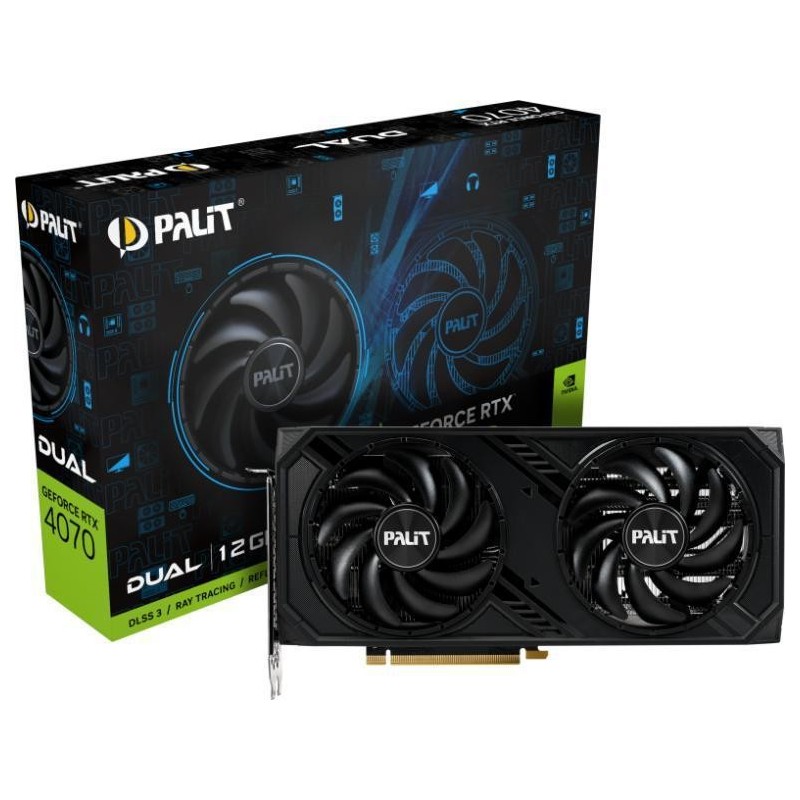 Placa video palit geforce rtx 4070 dual 12gb gddr6x 192 bit pcie 4.0 3x dp