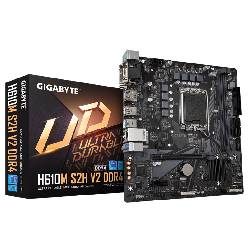 Placa de baza gigabyte h610m s2h v2 lga1700 2x ddr4 3200mhz 1x d-sub 1x dvi-d