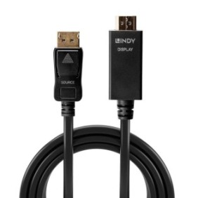 Cablu lindy displayport la hdmi 10.2g suporta rezolutii de pana la 3840x2160@30hz 2m