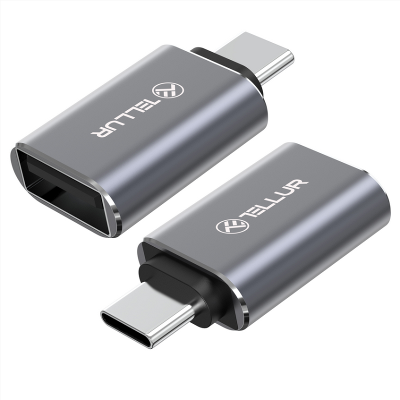 Adaptor usb-c la usb-a tellur 3a viteze de transfer de pana la 10gbps gri