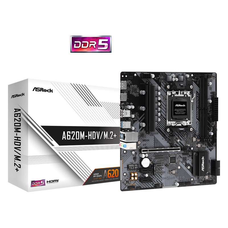 Placa de baza asrock a620m-hdv/m.2+ am5 2x ddr5 1x hdmi 2.1 1x displayport 1.4 1x