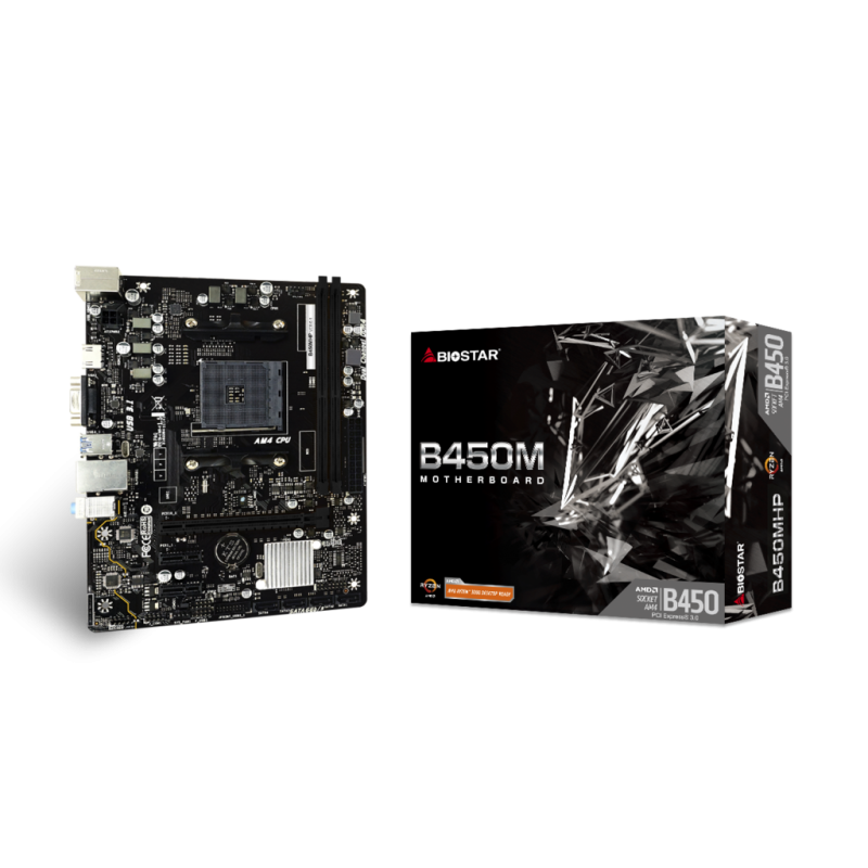 Placa de baza biostar b450mhp am4 2x ddr4 1x pcie 3.0 x16 2x pcie 2.0