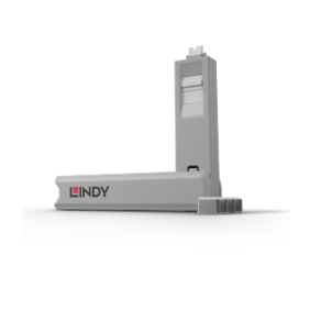 Lindy usb type c port blocker key pachet de 4 alb