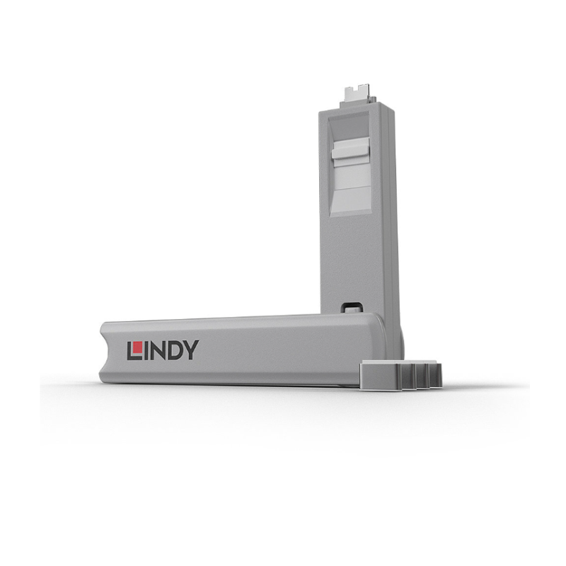 Lindy usb type c port blocker key pachet de 4 alb