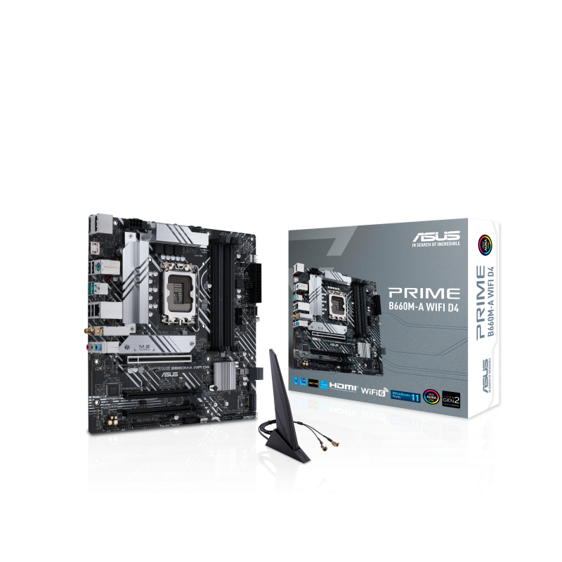 Placa de baza asus prime b660m-a d4-csm lga1700 wifi 4x ddr4 5333mhz 1x displayport 2x