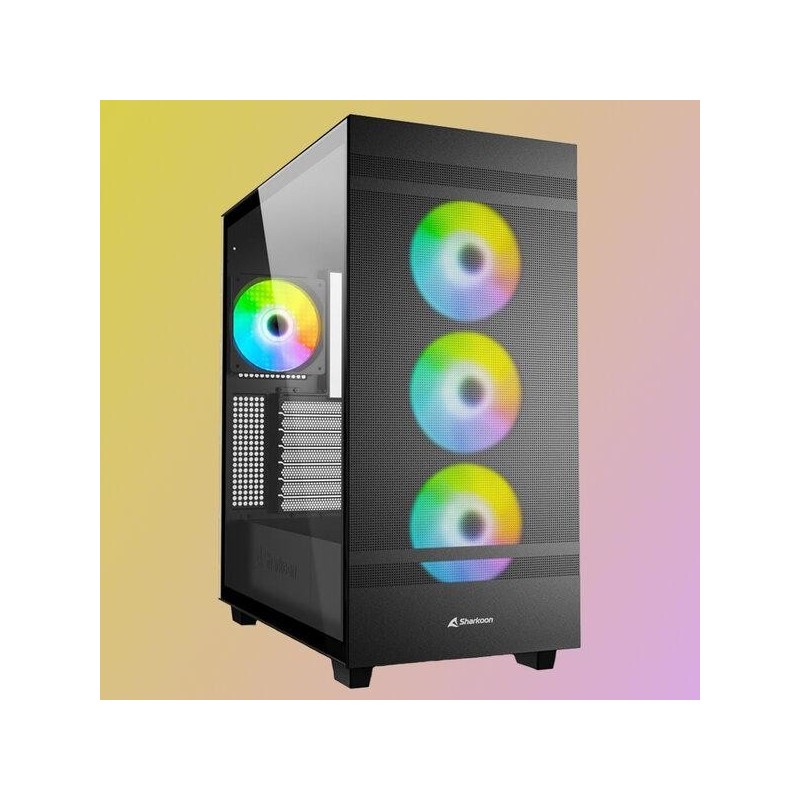 Carcasa sharkoon c50 black rgb no psu expansion slots 7 tempered glass ventilatoare fata 3x