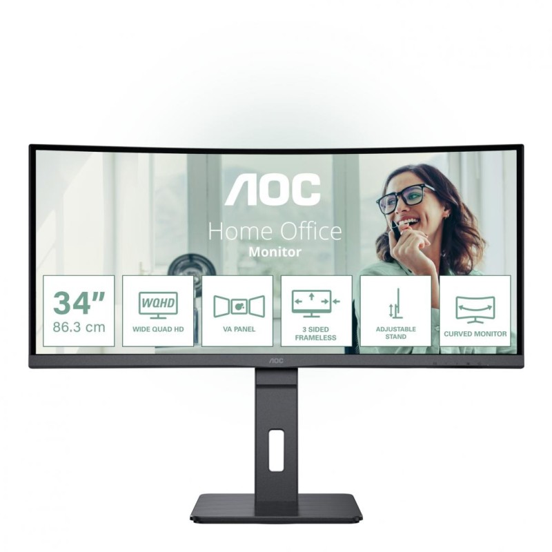 Monitor aoc cu34p3cv 34 inch panel type: va backlight: wled resolution: 3440 x 1440 aspect