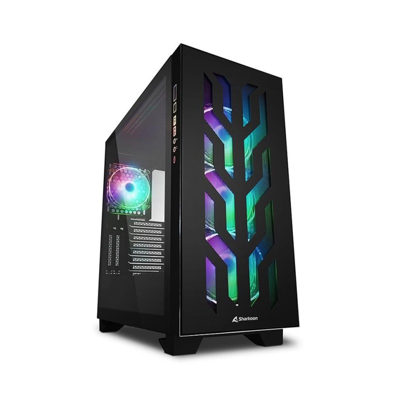 Carcasa sharkoon elite shark ca3000t atx expansion slots 8 2x tempered glass preinstalled fans 3x