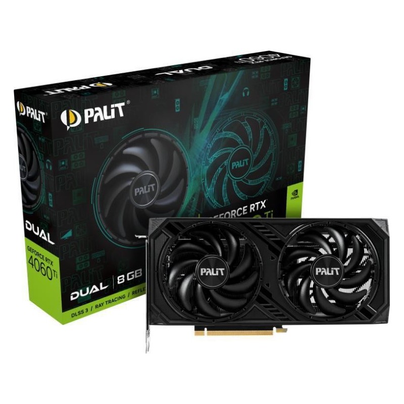 Placa video palit geforce rtx 4060 ti dual  8gb 128bit gddr6 boost clock 2535 mhz