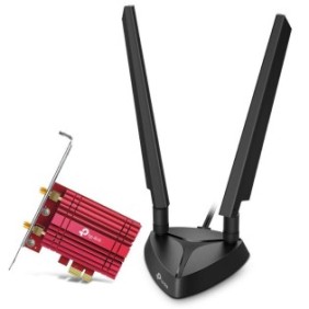 Adaptor wireless tp-link archer txe75e ax5400 2 x antene externe dual-band 5ghz 2.4 ghz pci-e