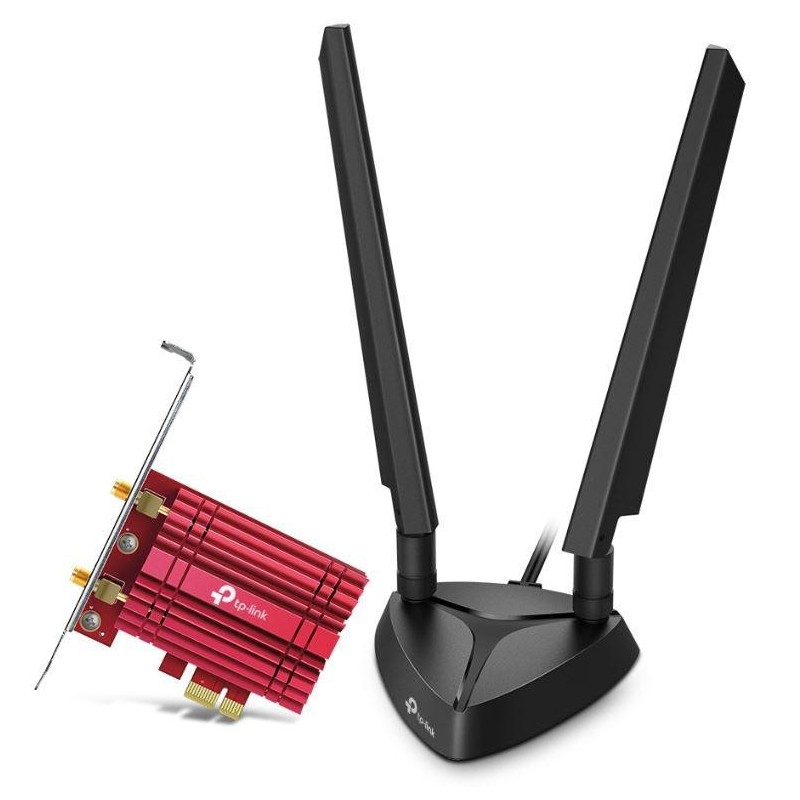 Adaptor wireless tp-link archer txe75e ax5400 2 x antene externe dual-band 5ghz 2.4 ghz pci-e