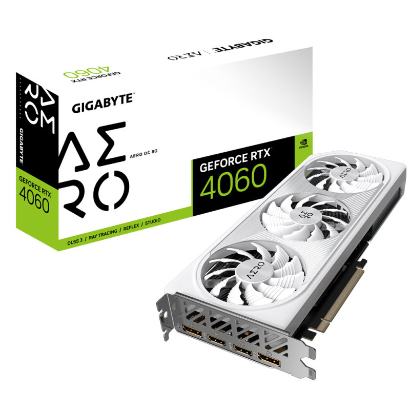 Placa video gigabyte geforce rtx 4060 aero oc 8gb gddr6 128 bit 2x displayport 2x