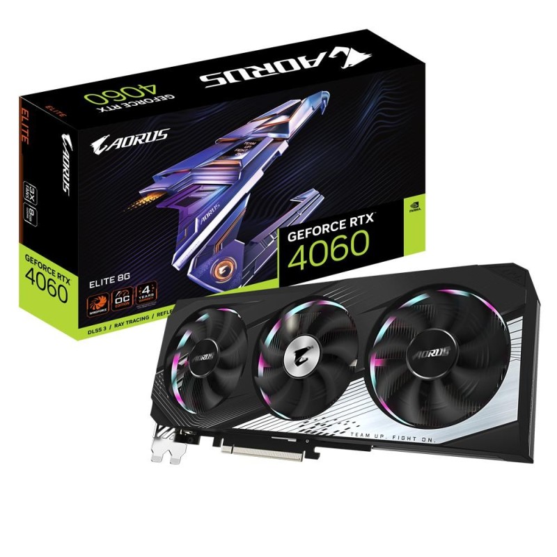 Placa video gigabyte aorus geforce rtx 4060 elite oc 8gb gddr6 128 bit 2x displayport