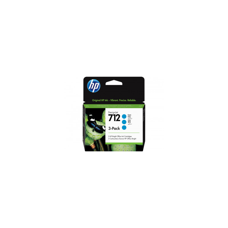 Hp 3ed77a cyan inkjet cartridge 3-pack 29ml pentru: designjet t210 t230 t250 t630 t650.