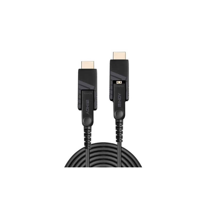 Cablu fibra optica lindy micro-hdmi hibrid 4k60 30m cu conectori hdmi & dvi detasabili pini