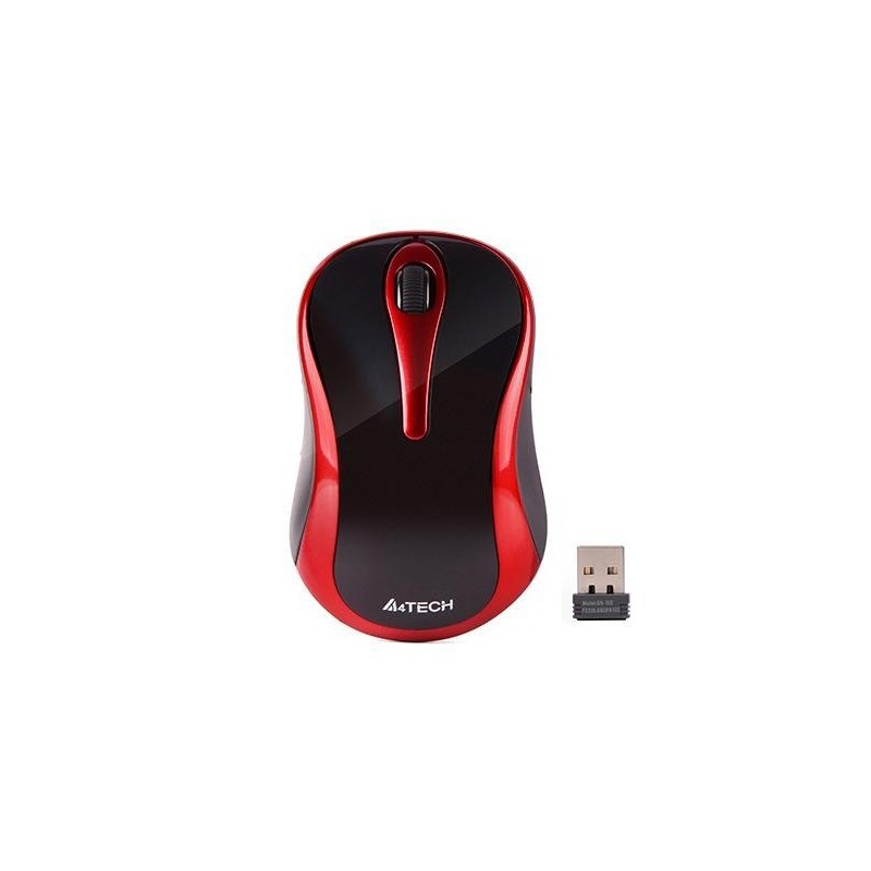 Mouse a4tech pc sau notebook wireless 2.4ghz optic rezolutie 1000 dpi butoane/scroll 3/1 negru/rosu