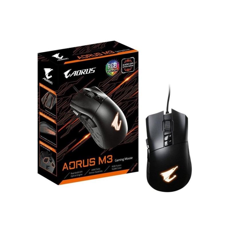 Mouse gaming gigabyte aorus m3 50~6400dpi with 50dpi increments (default: 800/1600/2400/3200 dpi) negru https://www.gigabyte.com