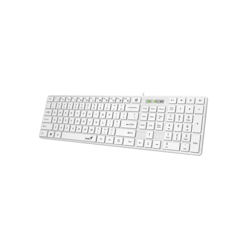 Tastatura genius slimstar 126 cu fir usb multimedia 104 taste + 12 taste multimedia alb