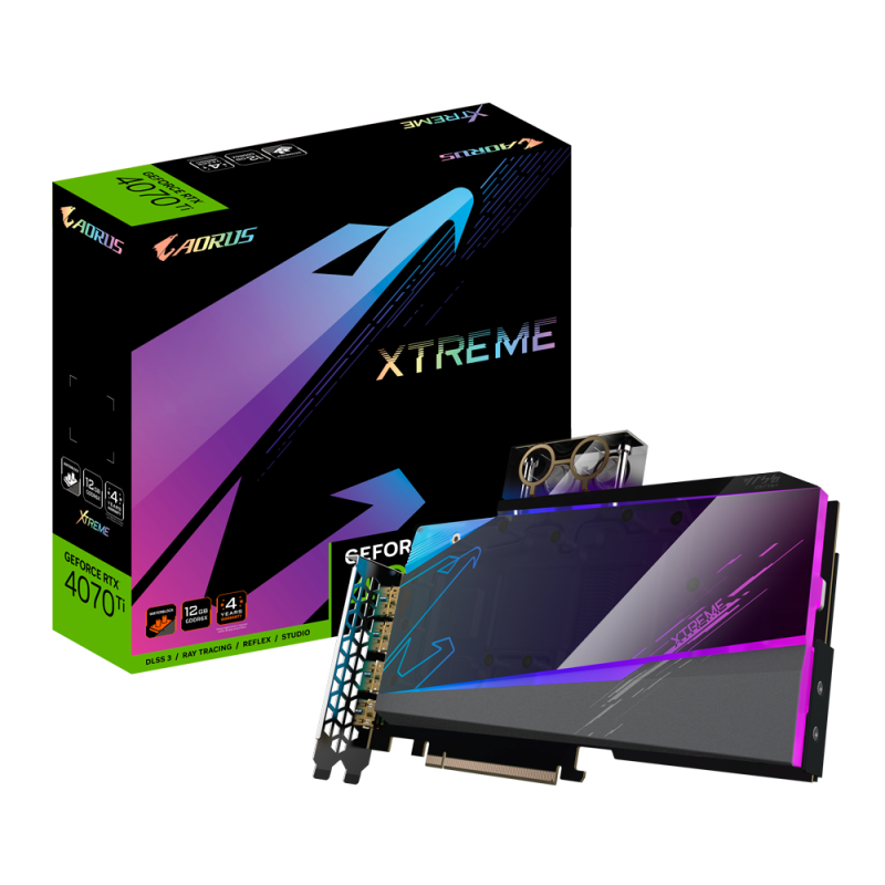 Placa video gigabyte geforce rtx 4070 ti aorus xtreme waterforce 12gb gddr6x 192-bit dlss 3.0