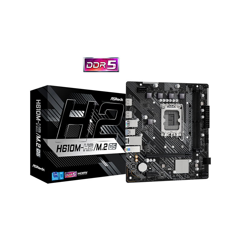 Placa de baza asrock h610m-h2/m.2 d5 lga1700 2x ddr5 1x pcie x16 1x pcie x1