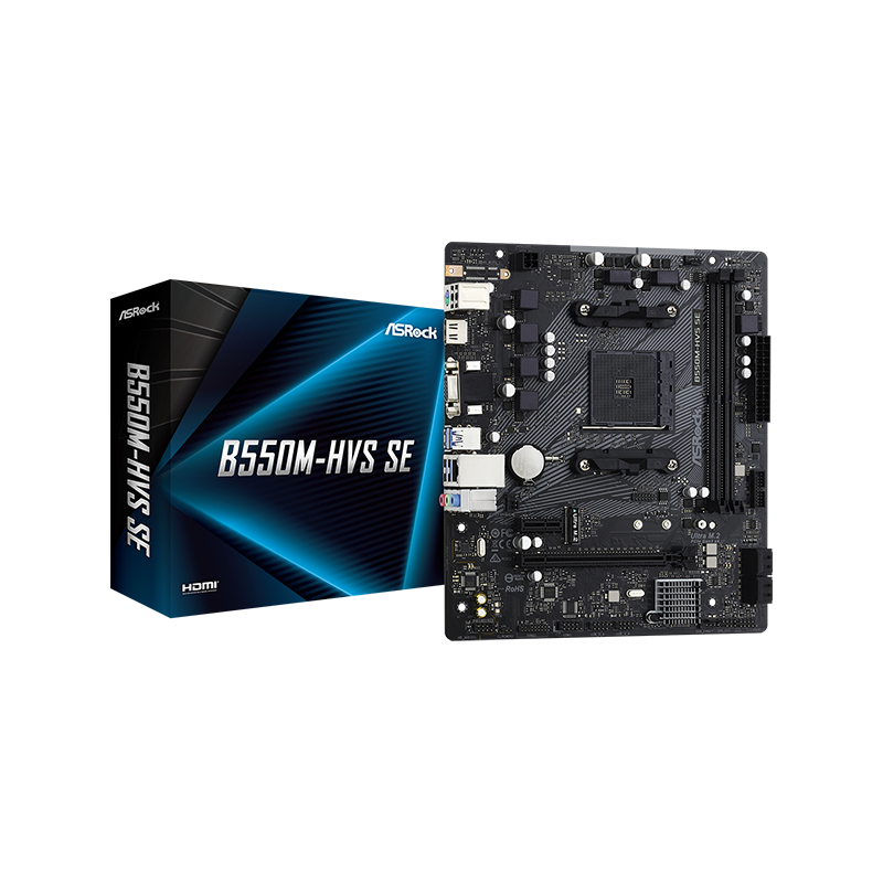 Placa de baza asrock b550m-hvs se am4 2x ddr4 1x pcie 4.0 x16 1x pcie3.0