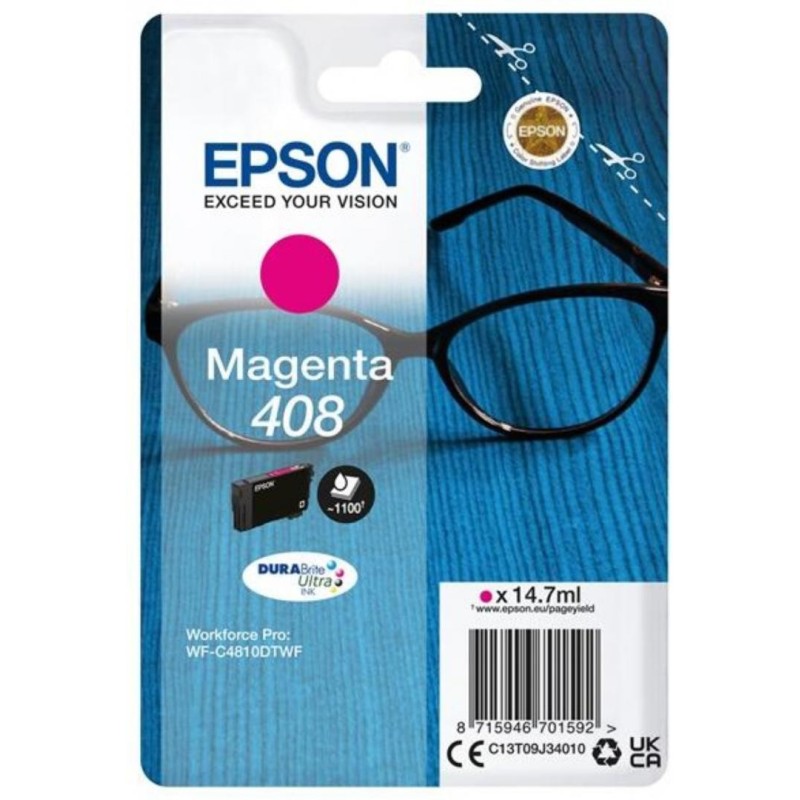 Epson singlepack magenta 408 durabrite ultra ink 14.7 ml workforce pro wf-c4810dtwf workforce pro wf-c4310dw.