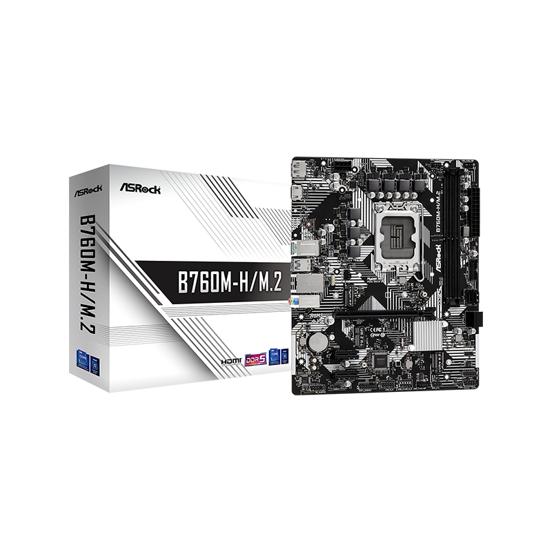 Placa de baza asrock b760m-h/m.2 lga1700 2x ddr5 1x pcie x16 2x pcie x1 3x