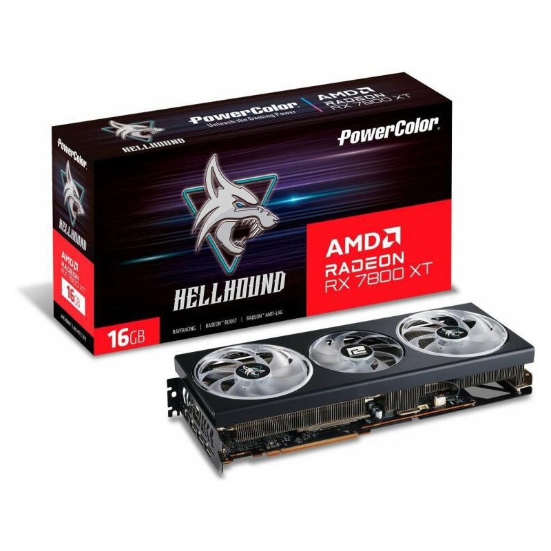 Placa video power color hellhound amd radeon rx 7800 xt 16gb 256 bit gddr6 pcie