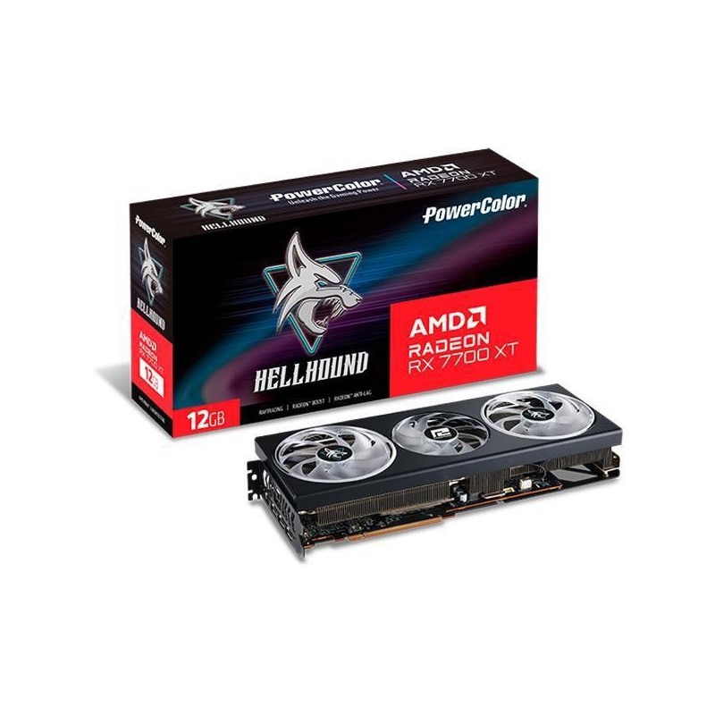 Placa video power color hellhound amd radeon rx 7700 xt 12gb 192 bit gddr6 pcie