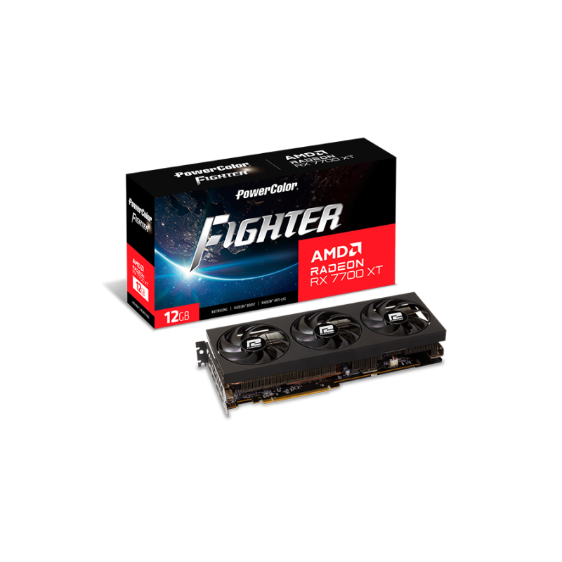 Placa video power color fighter amd radeon rx 7700 xt 12gb 192 bit gddr6 pcie