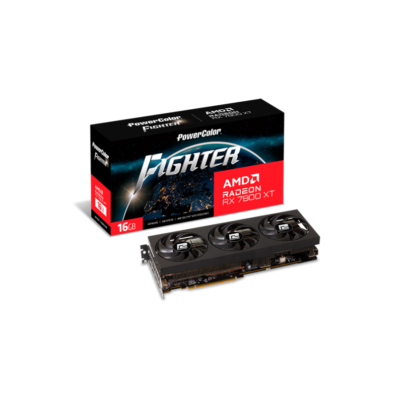 Placa video powercolor fighter amd radeon rx 7800 xt 16gb gddr6 256 bit pcie 4.0