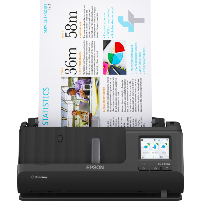 Epson es-c380w a4 compact network sheetfed scanner pc-free scan rezolutie optica: 600 x 600 dpi