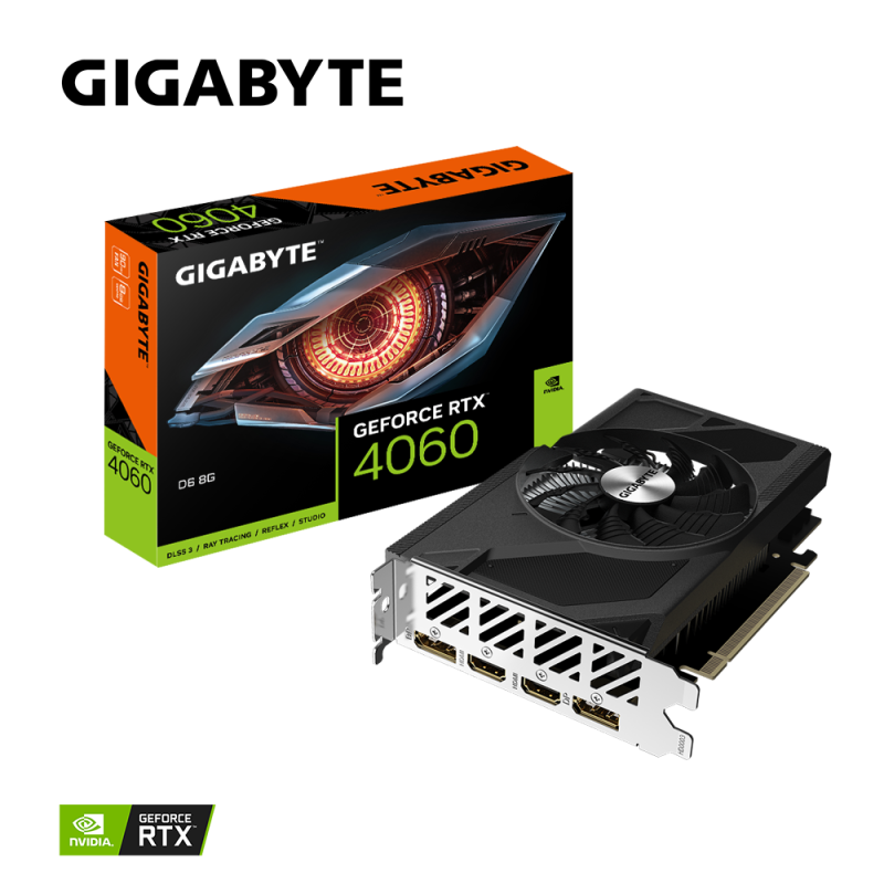 Placa video gigabyte geforce rtx 4060 d6 8gb gddr6 128 bit pcie 4.0 2x dp