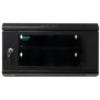Cabinet 19″ spacer 6u 500x400mm fixare pe perete flatpack (dezasamblat) black usa sticla cu blocare