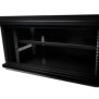 Cabinet 19″ spacer 6u 500x450mm fixare pe perete flatpack (dezasamblat) black usa sticla cu blocare