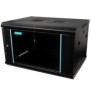 Cabinet 19″ spacer 6u 600x450mm fixare pe perete flatpack (dezasamblat) black usa sticla cu blocare