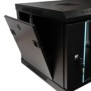 Cabinet 19″ spacer 6u 600x450mm fixare pe perete flatpack (dezasamblat) black usa sticla cu blocare