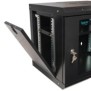 Cabinet 19″ spacer 9u 500x400mm fixare pe perete flatpack (dezasamblat) black usa sticla cu blocare