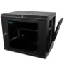 Cabinet 19″ spacer 9u 500x450mm fixare pe perete flatpack (dezasamblat) black usa sticla cu blocare