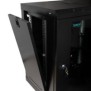 Cabinet 19″ spacer 12u 500x400mm fixare pe perete flatpack (dezasamblat) black usa sticla cu blocare