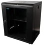 Cabinet 19″ spacer 12u 500x400mm fixare pe perete flatpack (dezasamblat) black usa sticla cu blocare