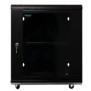 Cabinet 19″ spacer 12u 500x400mm fixare pe perete flatpack (dezasamblat) black usa sticla cu blocare