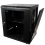 Cabinet 19″ spacer 12u 500x450mm fixare pe perete flatpack (dezasamblat) black usa sticla cu blocare