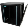 Cabinet 19″ spacer 12u 600x450mm fixare pe perete flatpack (dezasamblat) black usa sticla cu blocare