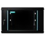 Cabinet 19″ spacer 6u 600x600mm fixare pe perete flatpack (dezasamblat) black usa sticla cu blocare