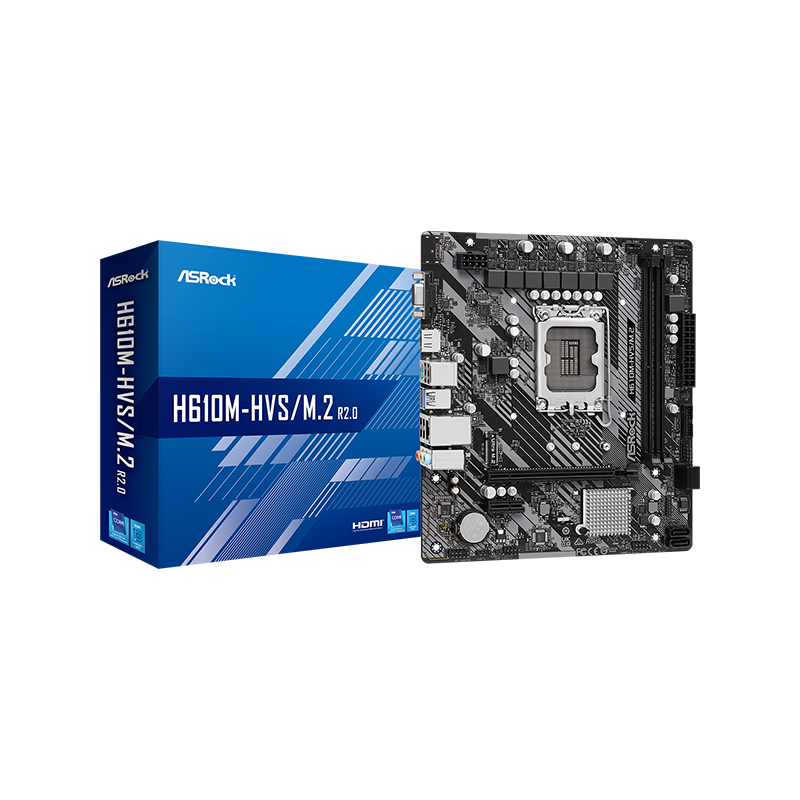 Placa de baza asrock h610m-hdv/m.2 2.0 lga 1700 2x ddr4 1x pcie x16 1x pcie