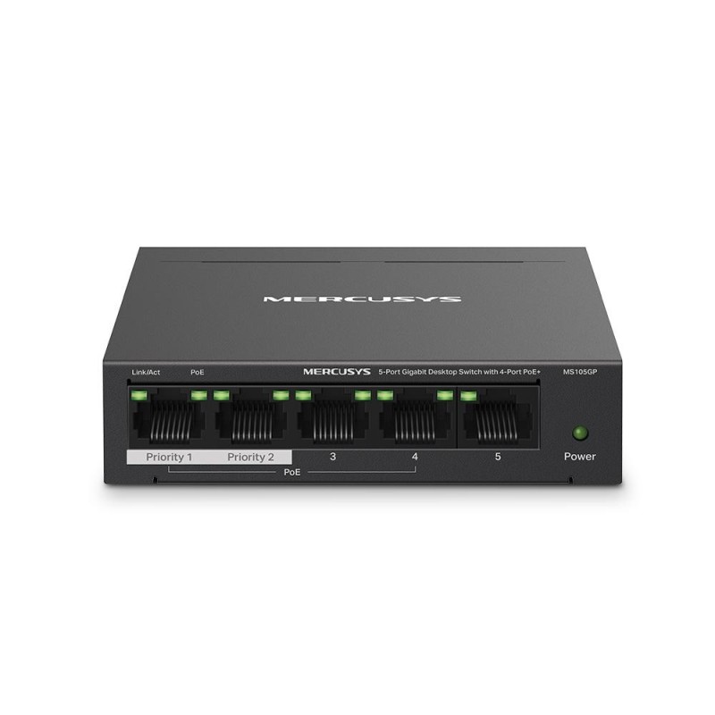 Mercusys desktop switch 5port ms105gp poe interfata: 5 x 5× 10/100/1000 mbps rj45 ports 4